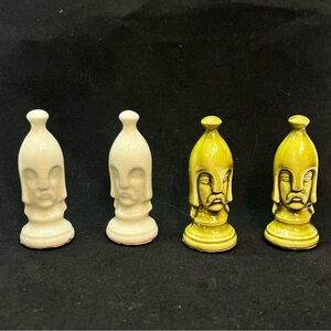 vintage duncan mold ceramic chess piece replacement pawns white green 4 medieval